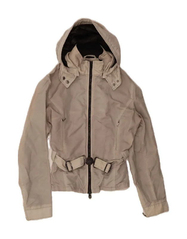 REFRIGIWEAR Womens Hooded Windbreaker Jacket UK 14 Medium White Polyester Refined Women's REFRIGIWEAR Womens Hooded Windbreaker Jacket UK 14 Medium White Polyester Refined Women's