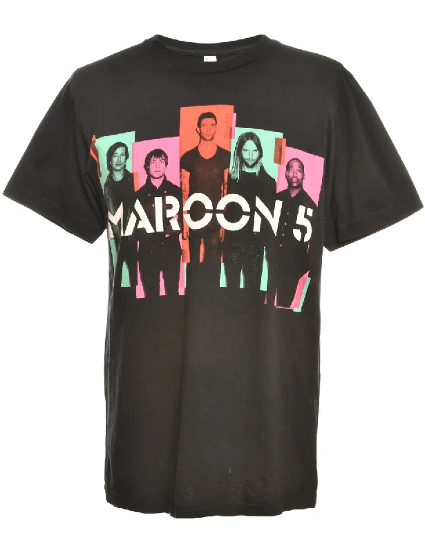 Maroon 5 Black Band T-shirt - L Traditional Women's Wool