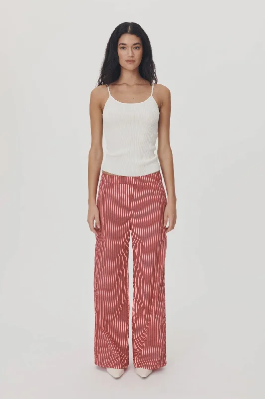 Rocco Stripe Pants - Cherry Red Monochromatic All - in - one