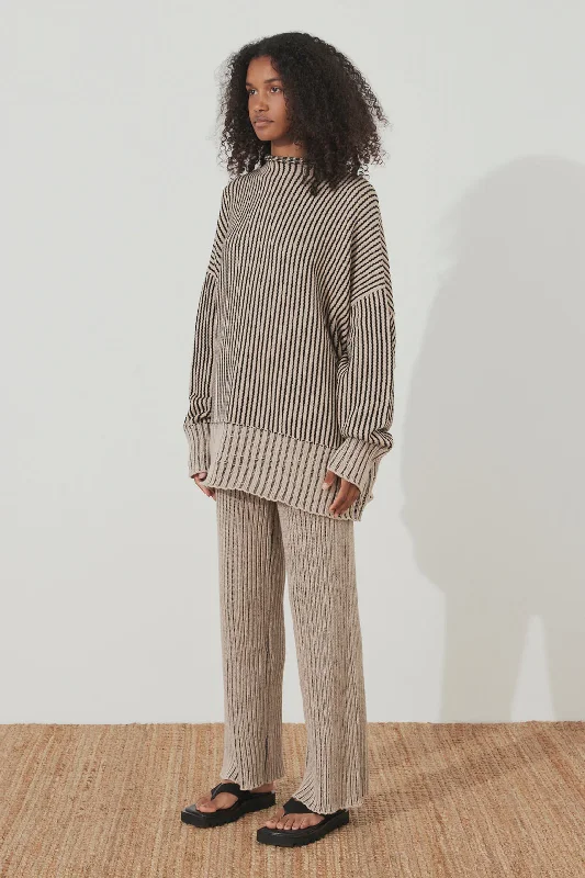 Black Stripe Chunky Knit Pant Refined Women's 