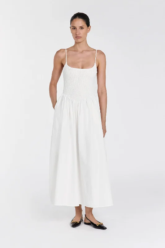 MILANO WHITE COTTON MIDI DRESS Athletic Women's 