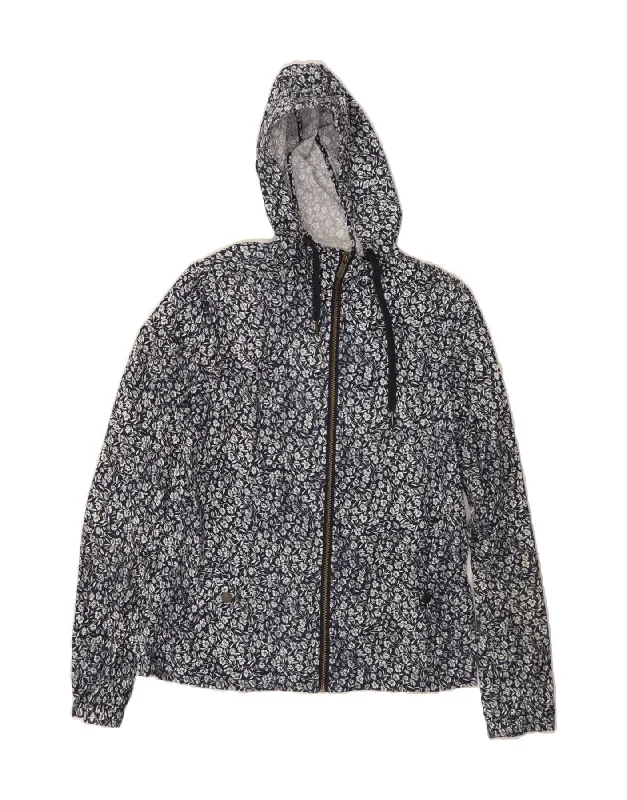 FAT FACE Womens Hooded Rain Jacket UK 10 Small Navy Blue Floral Cotton Elegant Women's Formal FAT FACE Womens Hooded Rain Jacket UK 10 Small Navy Blue Floral Cotton Elegant Women's Formal