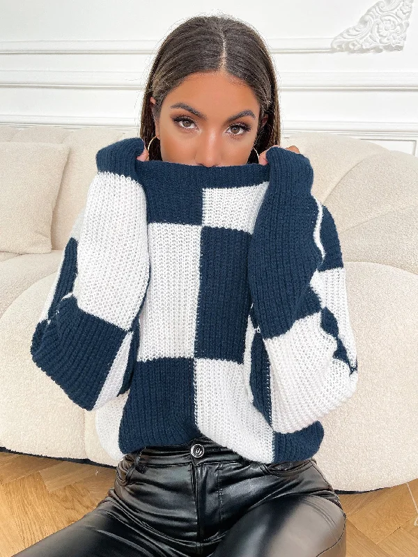 Casual Plaid Long Sleeve Round Neck Regular Women Sweater Practical Women's Quick - dry Casual Plaid Long Sleeve Round Neck Regular Women Sweater Practical Women's Quick - dry