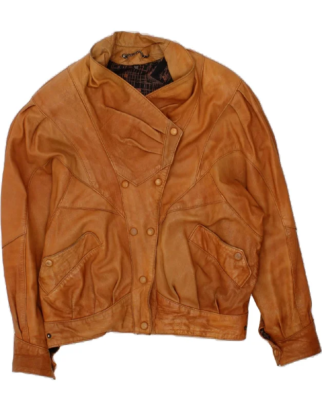 VINTAGE Womens Leather Jacket UK 14 Medium Brown European