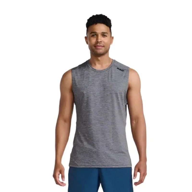 2XU Motion Tank Harbour Men's T-Shirt (Mist/Black) Contemporary 