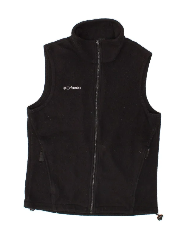 COLUMBIA Womens Fleece Gilet UK 14 Medium Black Polyester Bold Women's Animal Print