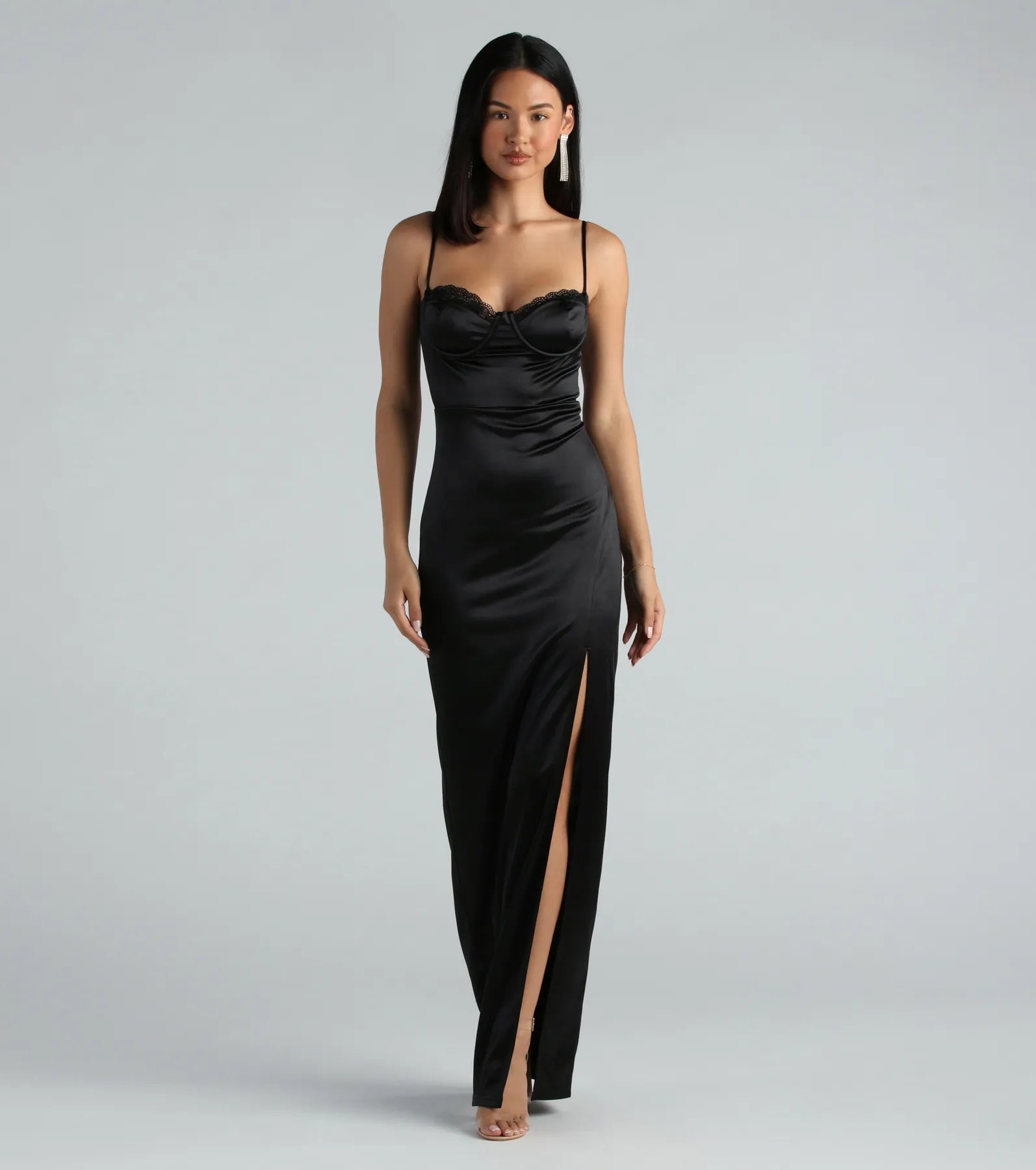 Cassandra Formal Satin Lace Sweetheart Long Dress Practical Women's Multi - 