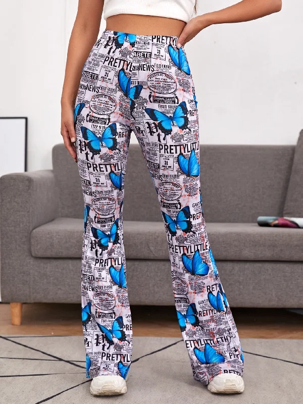 Casual Slogan High Waist Long Women Pants Traditional Women's Wool