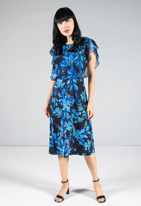 Floral Print Layered Bodice Dress French