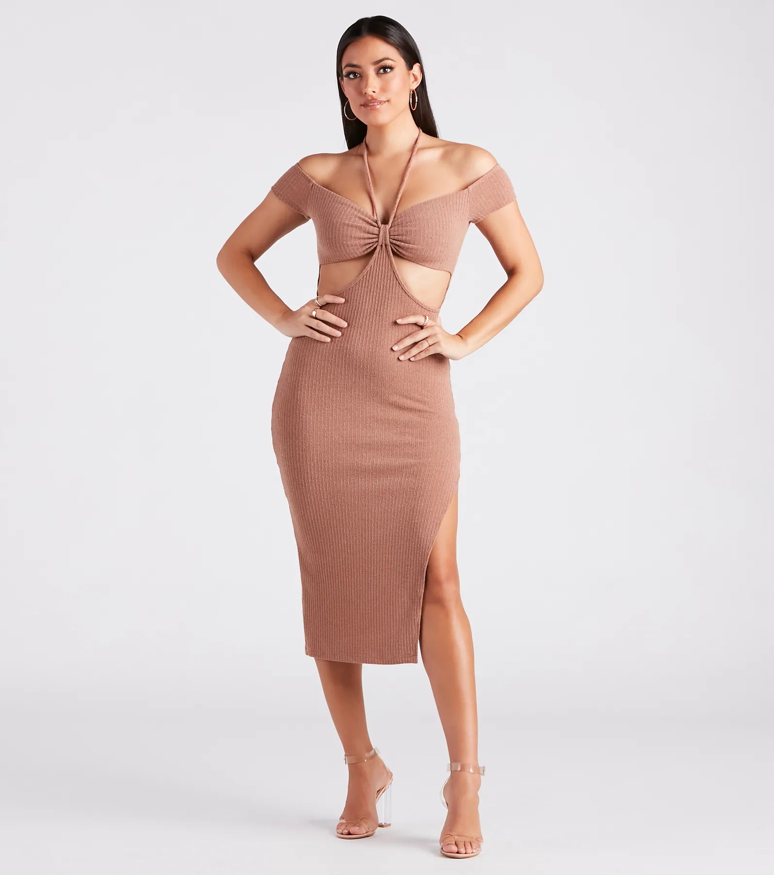 Flirtatious Charm Cutout Midi Dress Polished Women's Silk