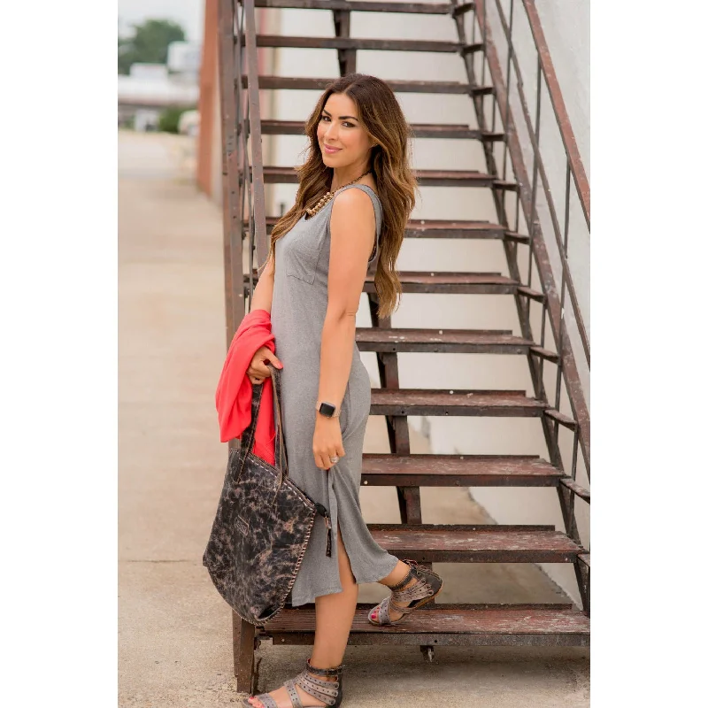 Side Split Pocket Tank Midi Stylish Women's Tropical 