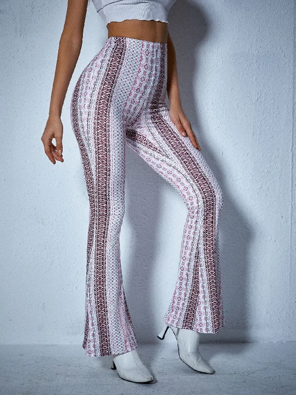 Boho All Over Print High Waist Long Women Pants Preppy Women's College