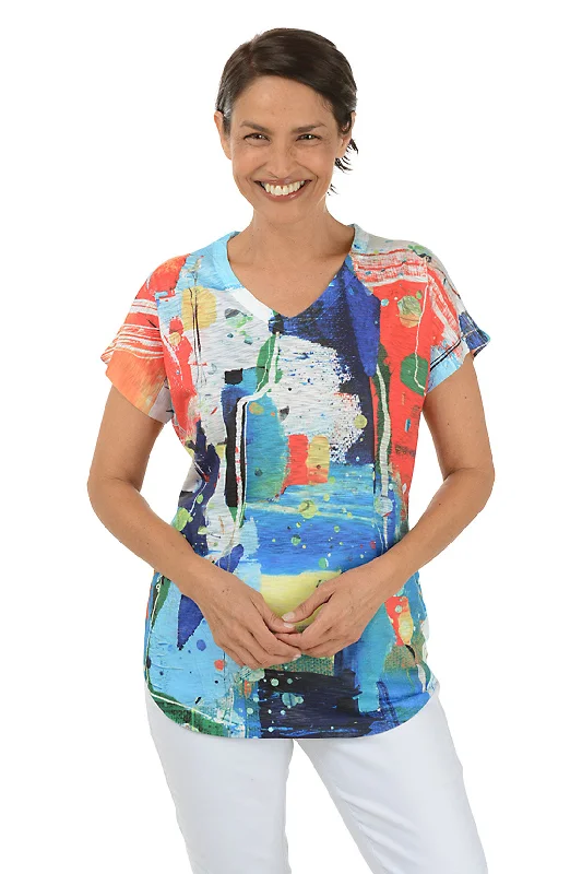 Malibu Short Sleeve Slub Knit Top Polished Women's Silk