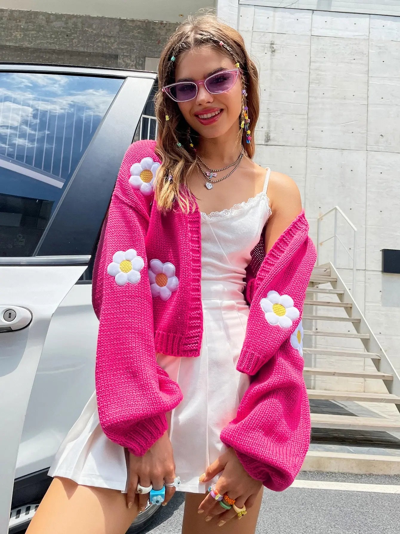 Eden | Vibrant Knitted Cardigan Geometric