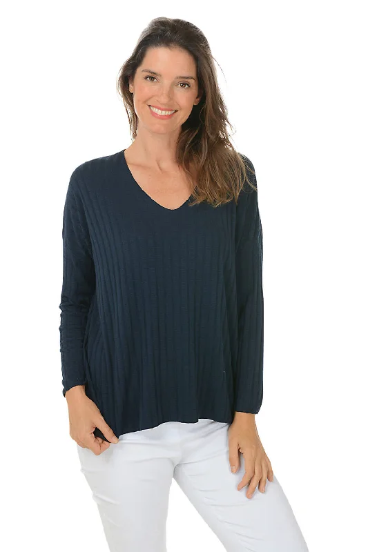 V-Neck Dolman Sleeve Ribbed Top Streetwear Style for 