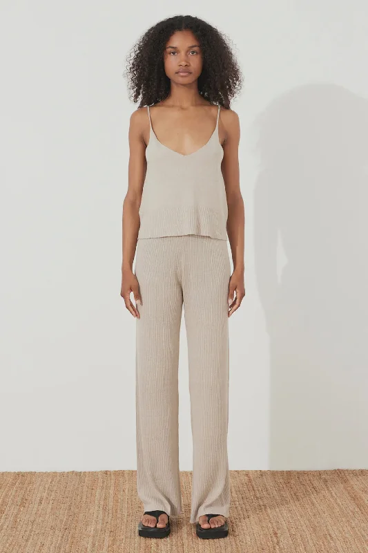 Husk Rib Knit Pant Elegant Women's Formal 