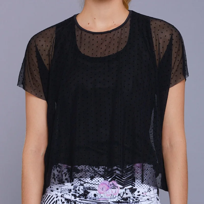 Print Collage Layer Top (black dot mesh) Modern Women's Tech