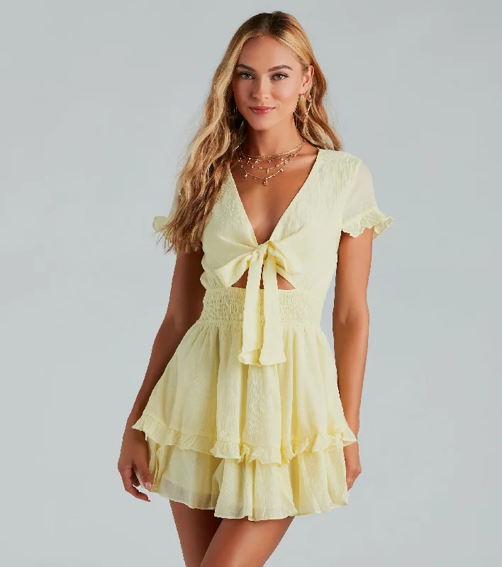 Ray Of Beauty Ruffled Short Skater Dress