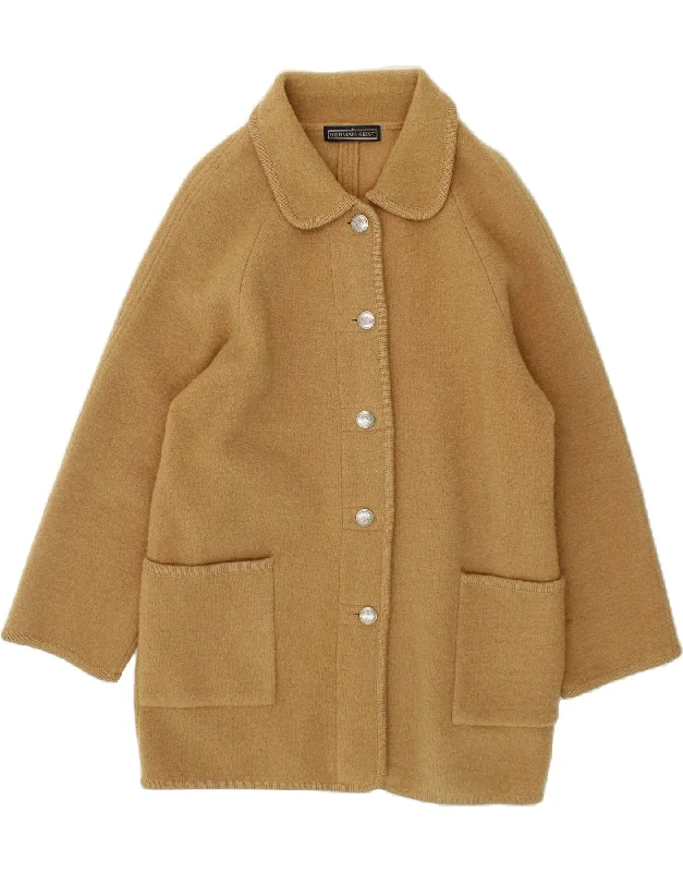 HERMAN GEIST Womens Knit Overcoat UK 14 Medium Beige Wool Rugged Women's Outdoor 
