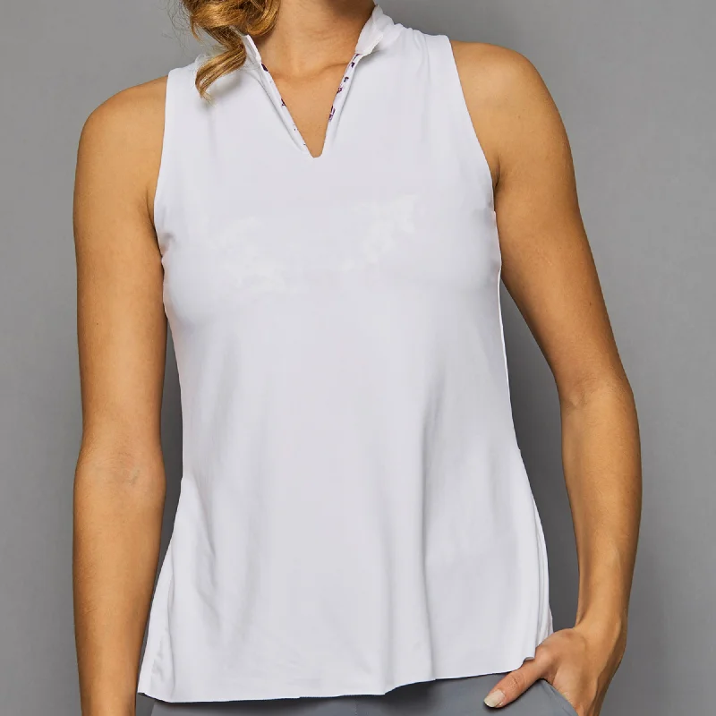 Rhapsody Sleeveless Collar Top (white)