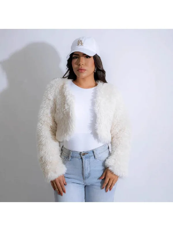 Fluff Fitted Collarless Long Sleeve Coats performance