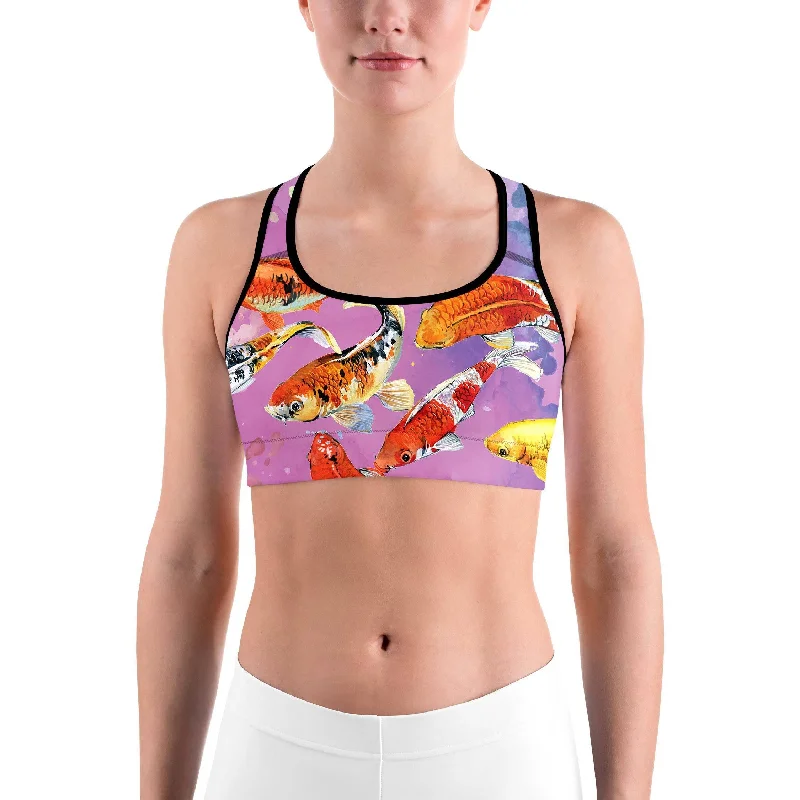 Watercolor Koi Fish Sports bra Modern Women's 