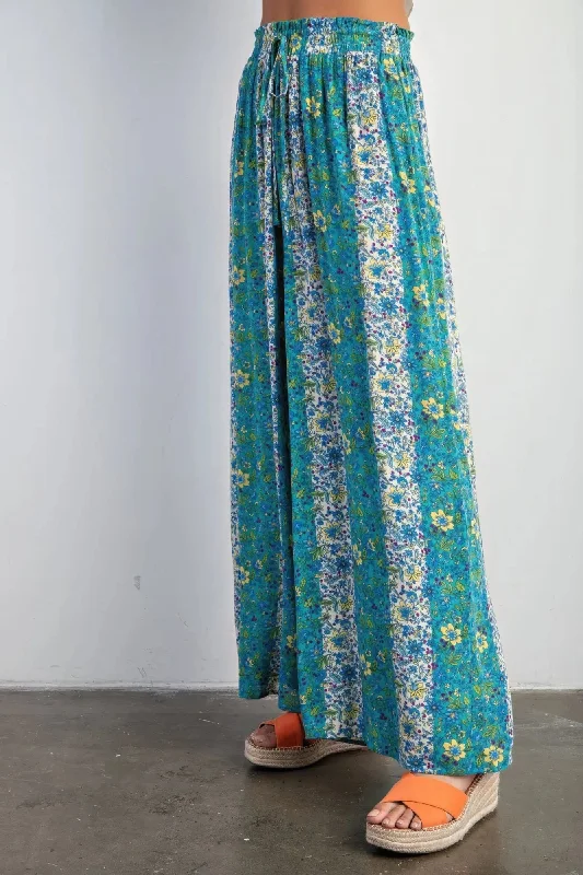 Floral Print Gauze Palazzo Pants Youthful Women's Pop