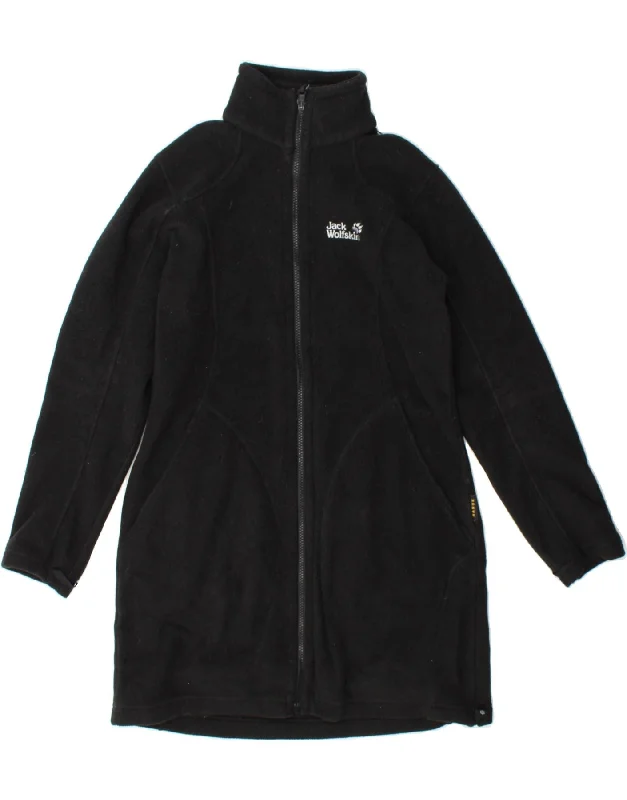 JACK WOLFSKIN Womens Fleece Overcoat UK 12/14 Medium Black Polyester Dapper Women's 1920S JACK WOLFSKIN Womens Fleece Overcoat UK 12/14 Medium Black Polyester Dapper Women's 1920S