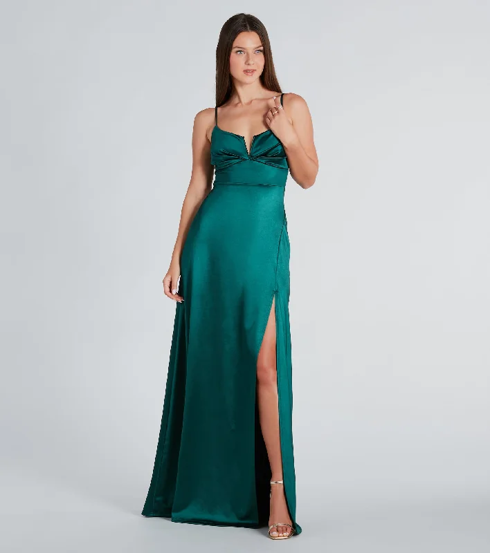 Darla Formal Satin A-Line Long Dress Refined Women's Classic 