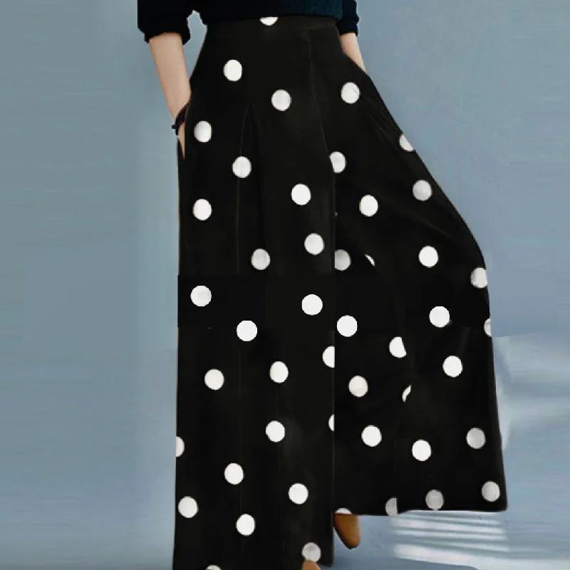 Polka Wide Leg Pants Confident Women's High - fashion