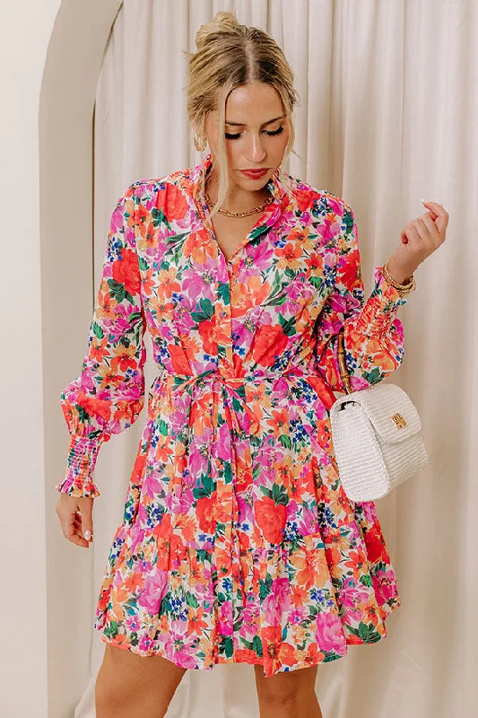 Blooming Personality Button Down Mini Dress