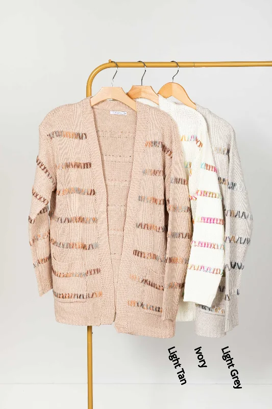 Multicolor Stitch Striped Cardigan Confident Women's Power