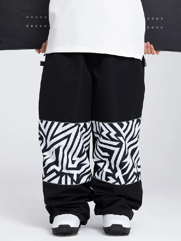 Men's Swaggy Knee Reflective Graphic Panel Cargo Snow Pants