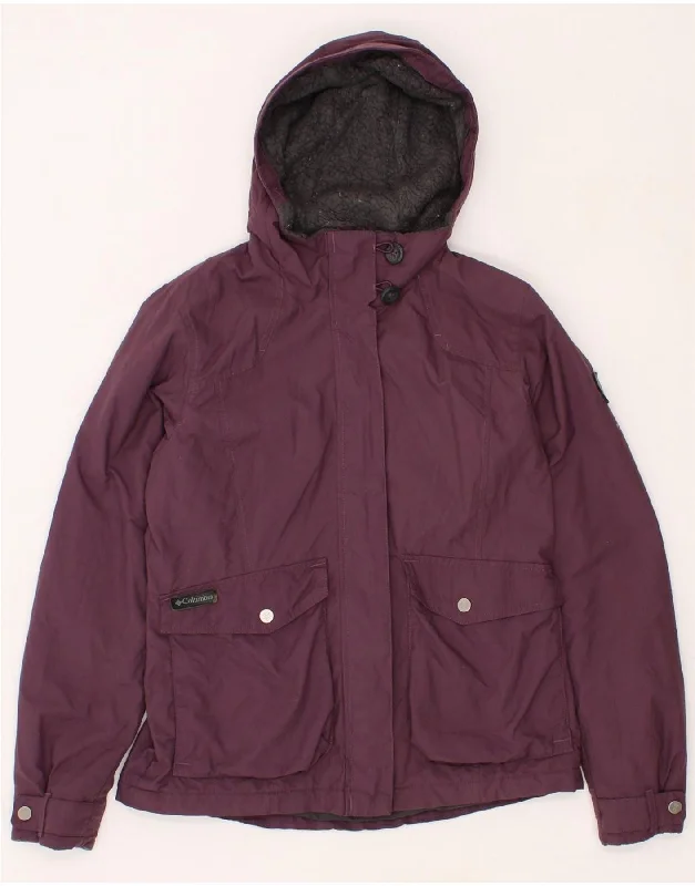 COLUMBIA Womens Hooded Windbreaker Jacket UK 10 Small Burgundy Nylon Sleek Women's 