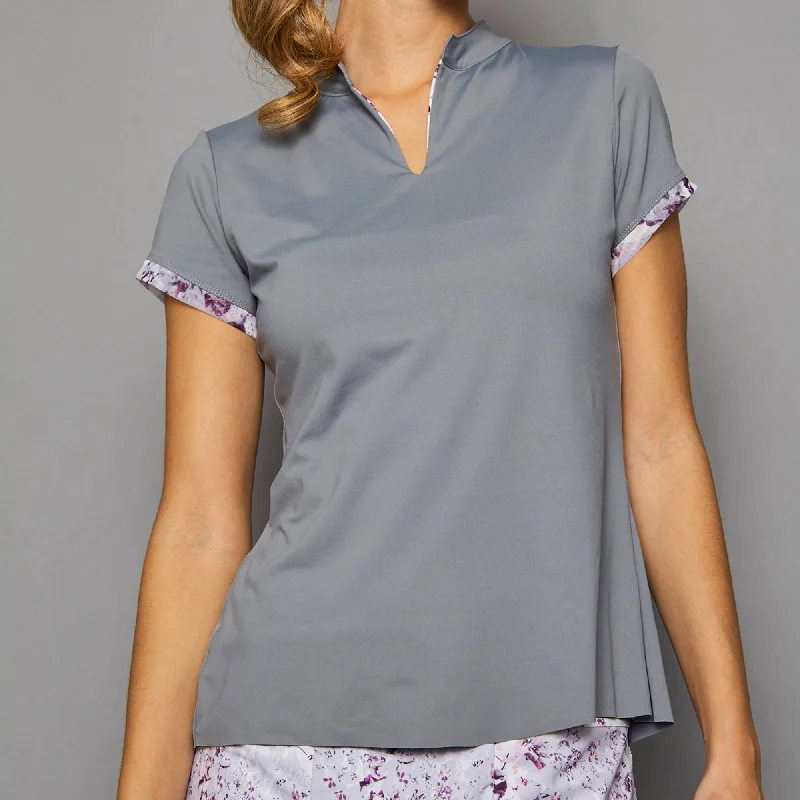 Rhapsody Cap-Sleeve Collar Top (grey)