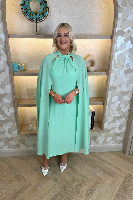 Marissa Cape Overlay Dress In Mint