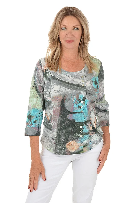Nyla Offset Button Pocket Top Preppy Women's College