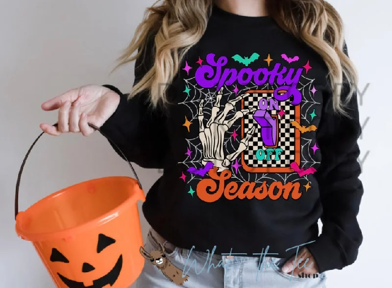 Spooky Season On Graphic Sweatshirt Classic Women's Pin - striped