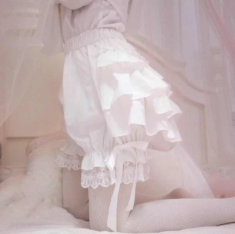 Instant Shipping! Bow Lace Cotton Ruffle Bloomers