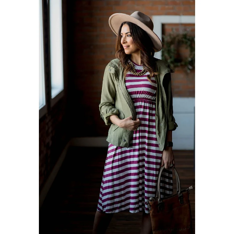 Magenta Striped Midi Dress Australian Beach