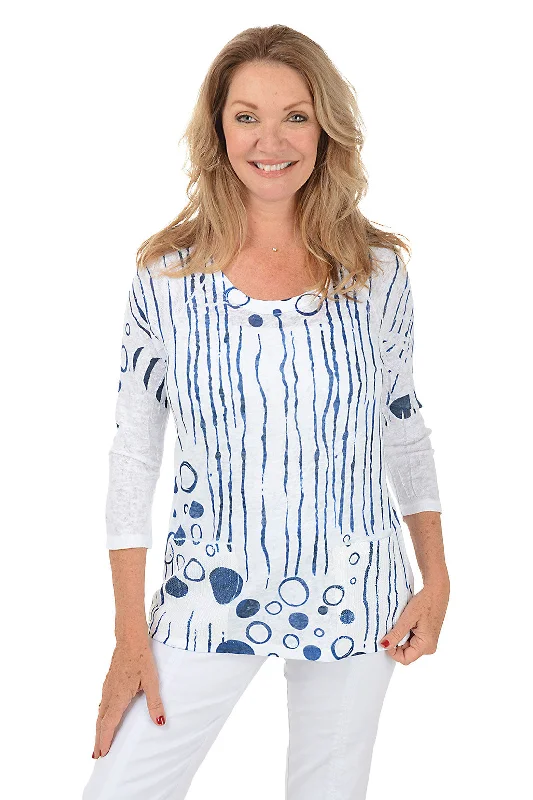 Underwater Bubbles Sequin Pocket Knit Top Sleek Women's 