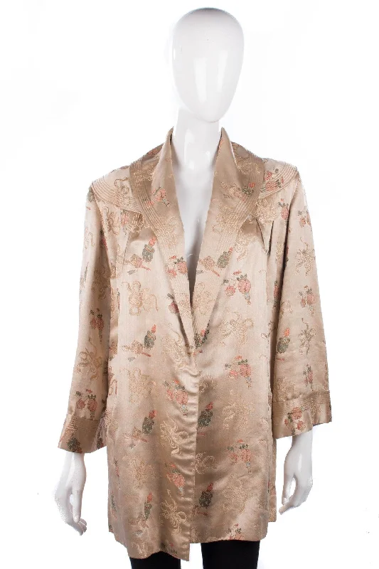 Ying Tai Co Vintage Chinese Jacket Gold Embroidered Size L Polished Women's Silk
