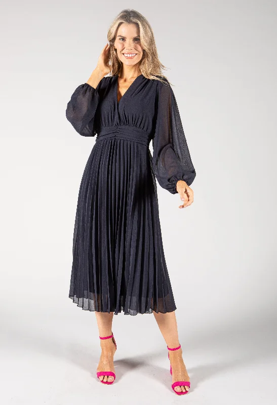 Plisse Pleat Waistband Detail Dress British Gentlewoman Style