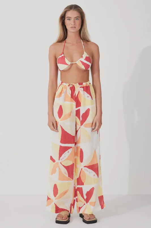 Sunset Tile Linen Pant Preppy Women's College