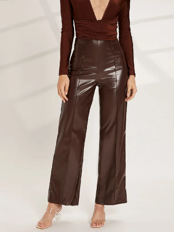 Glamorous Plain Zipper High Waist Long Women Pants Dapper Women's 1920S
