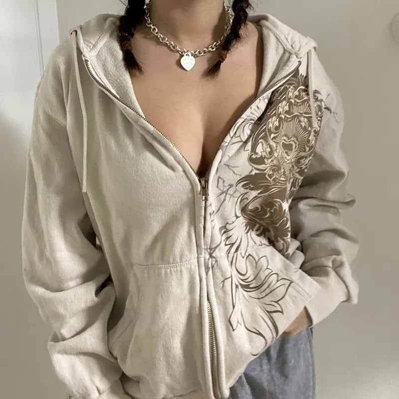 Printed Loose Autumn Streetwear Long Sleeve Harajuku Hoody Contemporary 