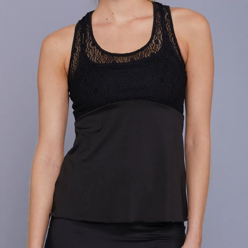 Print Collage Layered Strap Top (black) Confident Women's High - fashion