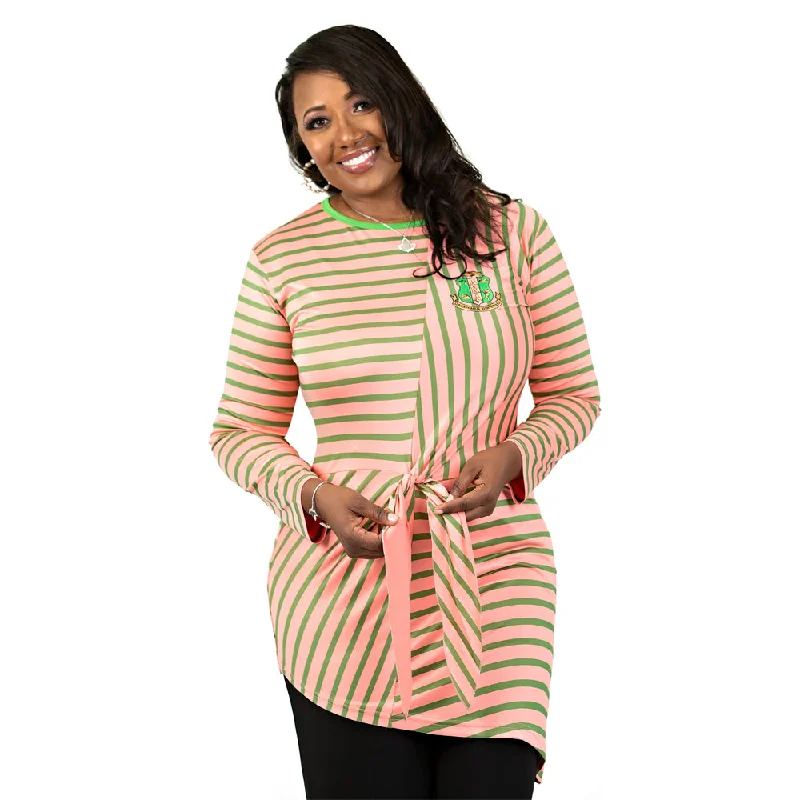 Multi Stripe Asymmetric Front Tie Top Modern Women's 