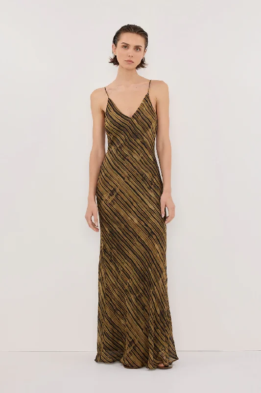 FLEUR DARK CHOCOLATE SLIP MIDI DRESS Refined Women's Velvet