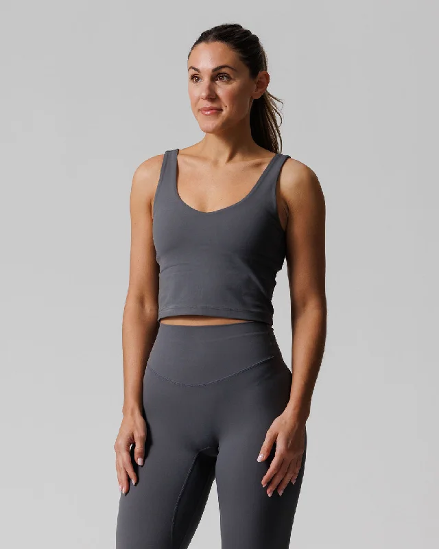 Longline Sports Bra - Space Grey Refined Women's Hand - crafted